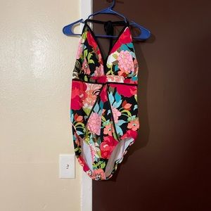 Halter tie tropical one piece